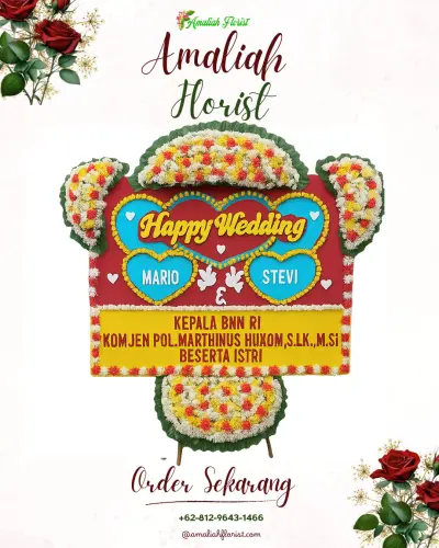 Karangan Papan Bunga Pernikahan di Marga Ayu